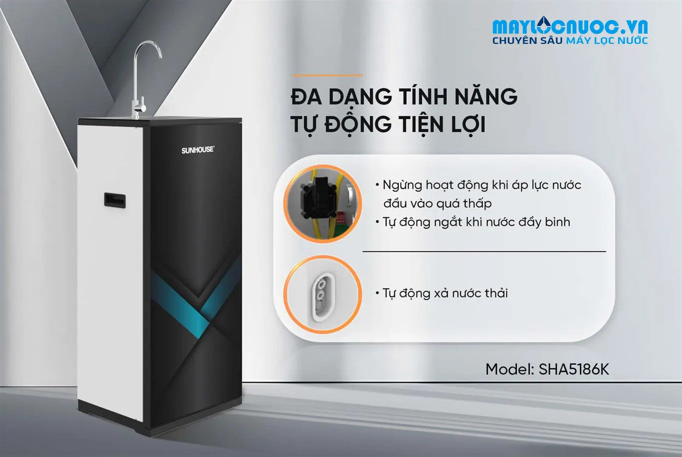 MÁY LỌC NƯỚC RO SUNHOUSE SHA5186K -  09 LÕI